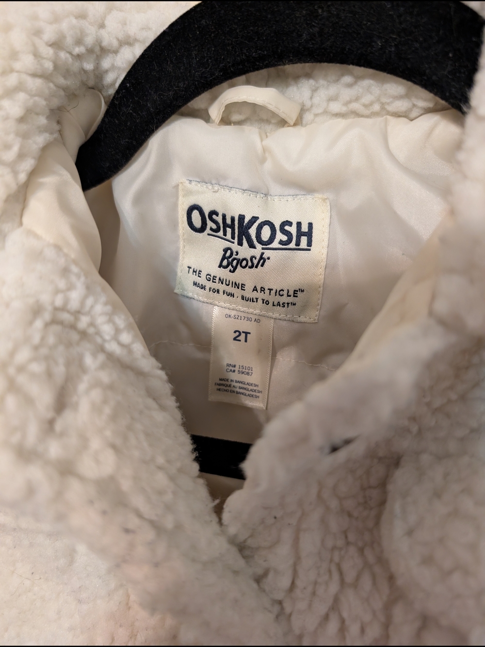 OshKosh B'gosh Cream Sherpa Puffer Jacket for Kids